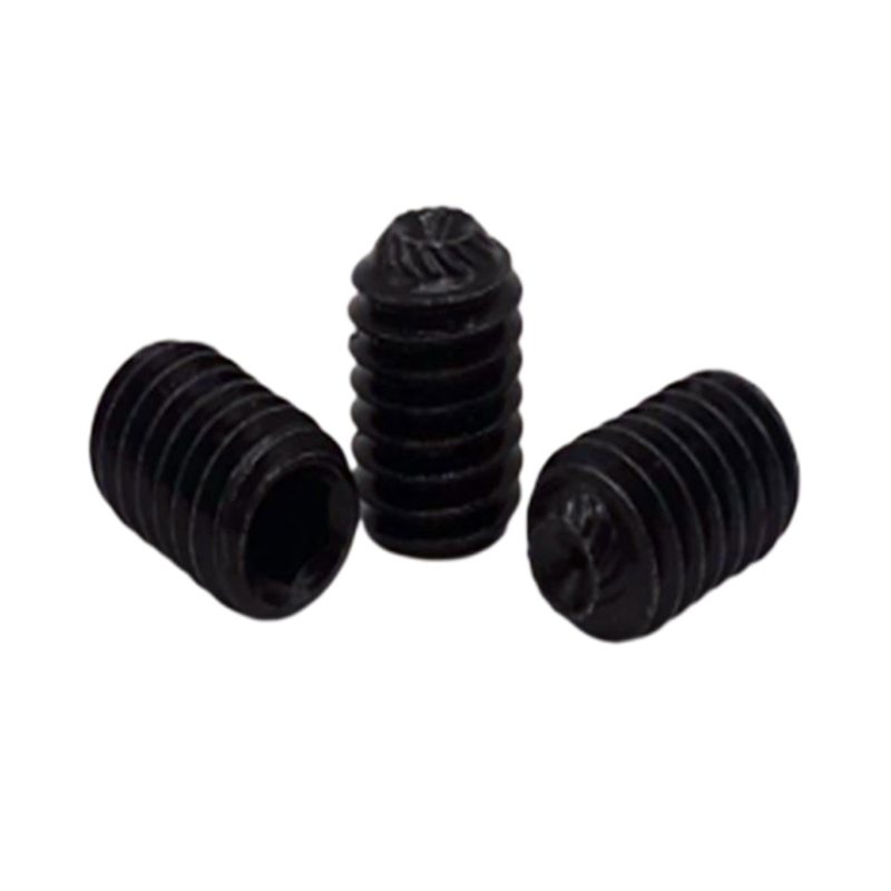 কালো রঙ অ্যালেন ড্রাইভ কোন মাথা knurled কাপ পয়েন্ট গ্রাব সেট স্ক্রু