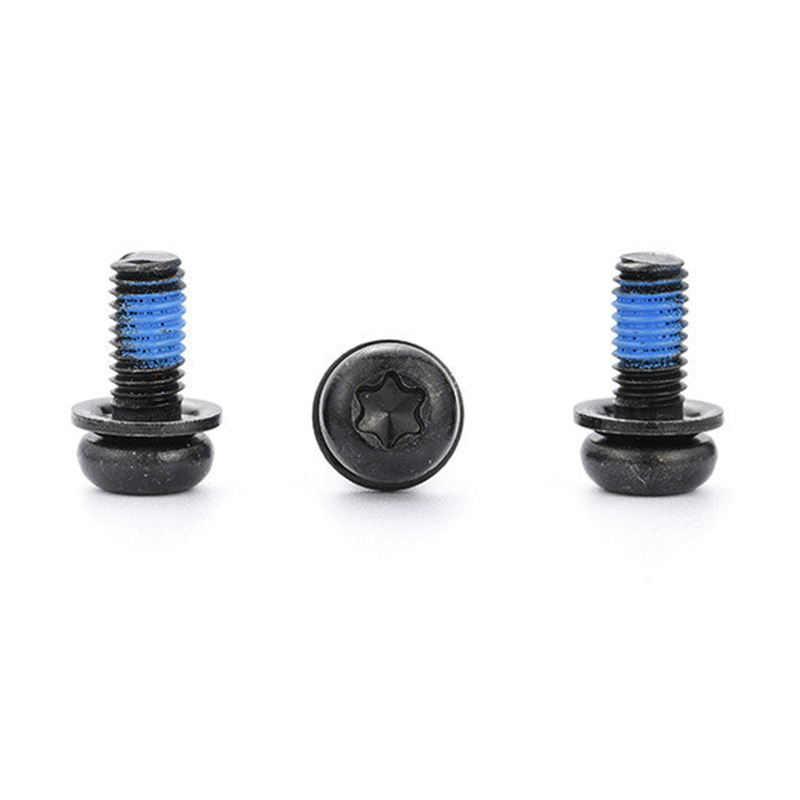 Black round head torx triple set screw with nylon patch Black round head torx triple set screw with nylon patch